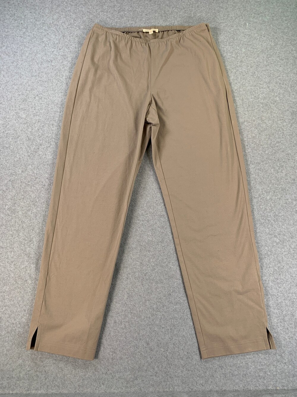 Eileen Fisher Straight-Leg Trouser Elastic Waist Taupe Women's Size Small